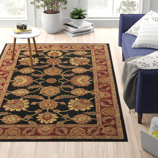 Fleur De Lis Living Alger Oriental Handmade Tufted Wool Navy/Red Area Rug & Reviews Wayfair